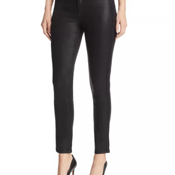 Elie Tahari Azella Braid Waxed Skinny Jeans in Black Size 25 - Picture 1 of 10